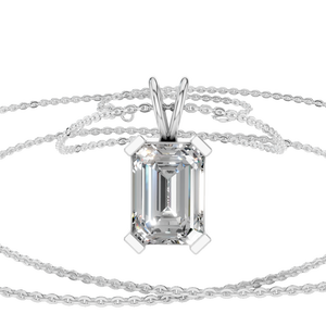 Collier pendentif en moissanite taille émeraude de 2 carats, or 14 carats, quatre griffes, bijoux fins pour femmes, cadeau de fête, mariage, directement de l'usine - Product Image 1