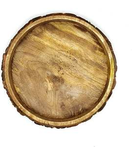 Mangue en bois servant forme ronde rustique majordome plateaux décoratif ferme pouf bougeoir décor à la maison pour porte-café - Product Image 3