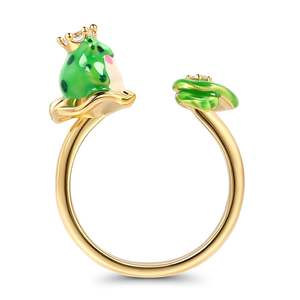 Bague de mode Jeulia Frog Prince en argent sterling émaillé feuille de lotus - Product Image 1