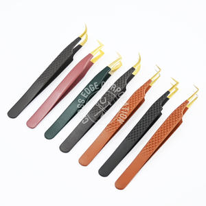Pinza de extensión de pestañas con punta de fibra de alta calidad, 45 grados, punta fina de precisión para volumen X, herramienta de pestañas de acero inoxidable - Product Image 6