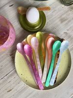 Servidores de ensalada de resina hechos a mano para uso doméstico y hotelero Servidores de ensalada de Resina 100% Cuchara de helado Juego de servicio de ensalada