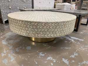 โต๊ะไม้แบบฝังกระดูกโต๊ะข้างสีดำสีขาวลายดอกไม้โบราณสำหรับห้องนั่งเล่นโรงเรียนมีตราสินค้าใช้ตกแต่งอินเดีย - Product Image 2