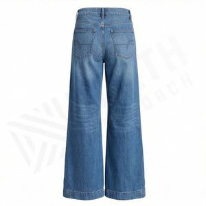 Pantalons pour femmes respirants et tendance, pantalons cargo décontractés en denim, jeans à jambes larges, couleur personnalisée, streetwear élégant, bas pour femmes - Product Image 2