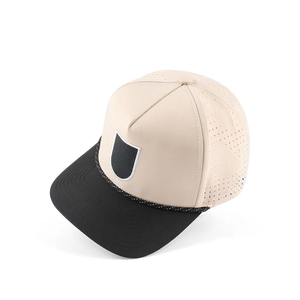 VN Personnalisable Sporty 5-Panel Golf Hat Laser Cut Holes Woven Patch Logo Waterproof Breathable 100% Polyester Plastic Back - Product Image 6