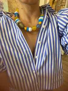 สร้อยคอลูกปัดธรรมชาติ sodalite, สร้อยคอลูกปัดกลมเรียบขนาด8มม. ทำด้วยมือคริสตัลสร้อยคอลูกปัดเครื่องประดับ - Product Image 3