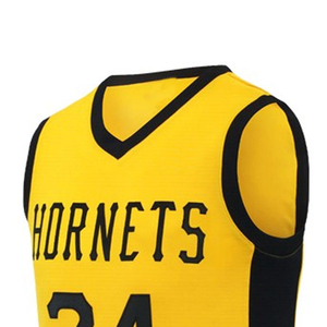 Maillots de basket-ball jaunes personnalisables bien conçus, uniformes en maille réversibles unisexes pour jeunes et femmes, respirants - Product Image 3