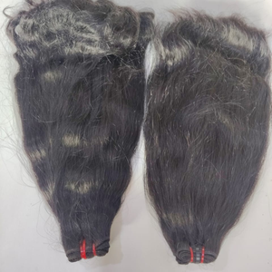 Extensions de cheveux humains Remy de qualité supérieure, longs, noirs, à trame unique, sains, bruts, en vrac, provenant de temples indiens, non traités, sans perte de cheveux - Product Image 6