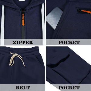 Ensemble de survêtement Cargo pour hommes adultes à séchage rapide couleur unie pull à capuche avec poche course Jogging pantalons de survêtement survêtement - Product Image 3