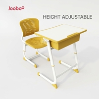 Bureau et chaise d'école modernes en métal réglables et confortables avec crochet latéral pour salle de classe