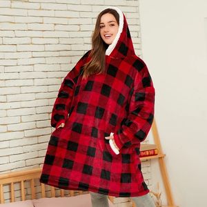 Cozy Oversized Sweatshirt <b>Women's</b> Blanket <b>Hoodie</b> with 3D Embroidery <b>Sherpa</b> Wearable Blanket for Men Knitted Lined Design - Product Image 2