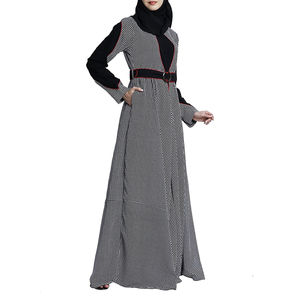 Abaya musulmana modesta para mujer al por mayor, adornos de borlas de estilo abierto clásico, transpirable de chifón color personalizado, moda sencilla - Product Image 4