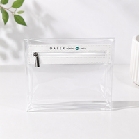 Sac de rangement multifonctionnel transparent en PVC avec logo personnalisé, étanche, portable, pour voyage, cosmétiques et articles de toilette, emballage tendance ouvert
