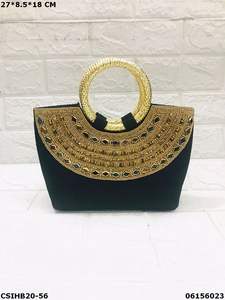 Radiant Reverie Craftstages International Handcrafted Stone Beaded Jute Clutch <b>Bag</b> Stylish Bridal Purse <b>for</b> <b>Weddings</b> Evening - Product Image 6