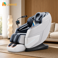 Fauteuil de massage 3D corps entier avec zéro gravité, chauffage, rouleaux de massage pour les pieds, airbags et contrôle de la minuterie pour espace de loisirs en verre