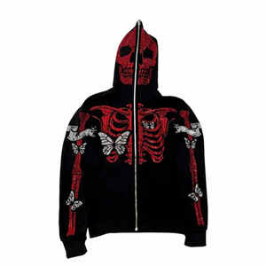 Most Demanding Rhinestone <b>Skeleton</b> <b>Full</b> Face Hoodie Oversized Blank Custom Rhinestone <b>Full</b> Zip Up Hoodie - Product Image 5