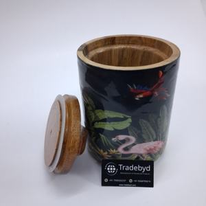 Tradebyd Pot à fruits secs en bois imprimé en émail hermétique élégant avec poignée incurvée - Product Image 4