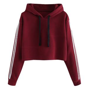 Femmes recadrée polaire à capuche en gros impression personnalisée Logo manches longues lettre imprimer lâche femmes haut court à capuche 2026 - Product Image 3