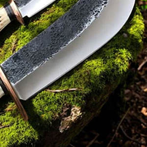 Juego de cuchillos de cazador hechos a mano, cuchillas de acero 1095 con asta y mangos de madera de rosa, cuchillo de caza de acero D2 para acampar - Product Image 5