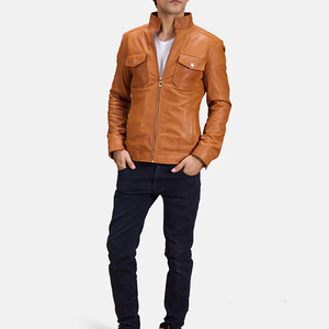 Vente en gros de vestes pour hommes manches en cuir véritable Sports décontractés Vêtements quotidiens Vestes en cuir Prix bon marché - Product Image 4