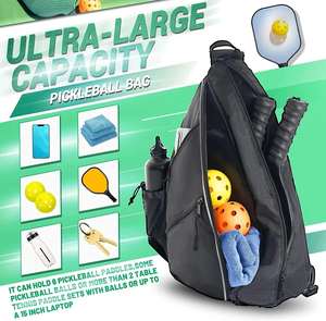 OEM al por mayor ajustable Pickleball Sling bolsa para Mujeres Hombres Tenis Pickleball PU cuero Paddle bolsa de transporte directo de fábrica - Product Image 2