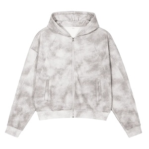 Sweat à capuche blanc pour homme 420 GSM, qualité supérieure, coupe ample, imprimé en relief, zippé, oversize, personnalisable - Product Image 1