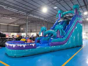 Tobogán <span class=keywords><strong>Castillo</strong></span>, Juegos Inflables para Fiestas, Tobogán Inflable Acuático con Piscina, Diseño <span class=keywords><strong>de</strong></span> Palmera y Mármol - Product Image 4