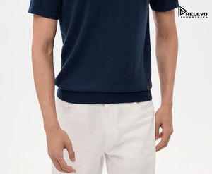 Pull à manches courtes en cachemire 100% pour homme, chemise polo pour homme, logo/motif personnalisé, t-shirt uni, vente en gros - Product Image 4