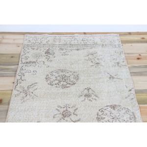Tapis turc 3x9,5 pi (91x290 cm), tapis vintage marron à motifs floraux - Product Image 4