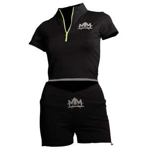 Conjunto Deportivo para Mujer, Top Corto con Cierre y Manga Corta, y Pantalones Cortos de Cintura Alta - Product Image 1