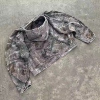 Chaquetas de mezclilla para hombre de diseño personalizado, de algodón peinado 100% de alto gramaje, estilo oversize, desgastado vintage, con estampado de árbol, de doble parte para lavado