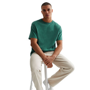 T-shirt en jersey à manches courtes et col en O 100% coton pour hommes, t-shirt anti-rides respirant, teint dans un style uni, vente en gros - Product Image 6