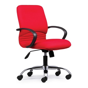 HOM1020-3 Swivel Office <b>Chair</b> with Adjustable Height Fabric <b>Padded</b> Back Chrome Plastic Base Staff <b>Chair</b> for Workshops Offices - Product Image 1