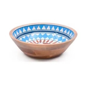 Standard Designer Home Dinnerware Food Serving <b>Bowl</b> With Enamel Work Classic New Look Pattern Wooden Food and <b>Dessert</b> <b>Bowl</b> - Product Image 2