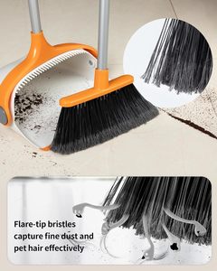 Ensemble balai et pelle MR.SIGA avec manche long réglable, blanc et orange - Product Image 3