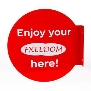 Sıcak satış özelleştirilmiş yuvarlak şekil flanş işaretleri açık reklam Metal tabela baskılı tekniği - Product Image 1