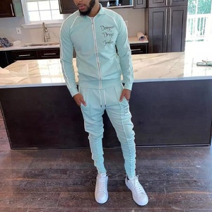 Fábrica Poliéster Jersey Logotipo personalizado Slim Fit Hombres 2 piezas Jogger Chándal Conjuntos Casual Cremallera 3M Reflectante Hombres Chándal Conjuntos - Product Image 1