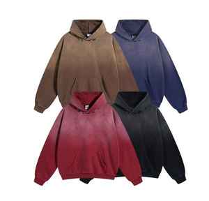 Sweat à capuche oversize unisexe en molleton de coton, délavé à l'acide, avec impression numérique de logo personnalisé, style vintage et effet vieilli, haute qualité - Product Image 6