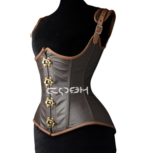 Corset de taille en cuir steampunk avec fermoir et sangles réglables - Product Image 3