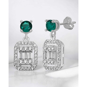 Pendientes de plata de ley 925 con circonita baguette, recién llegados de Turquía. - Product Image 4