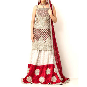 Nouveautés Robe de soirée à manches longues pour femmes, élégante en soie pour mariages et occasions décontractées-style indien pakistanais - Product Image 1