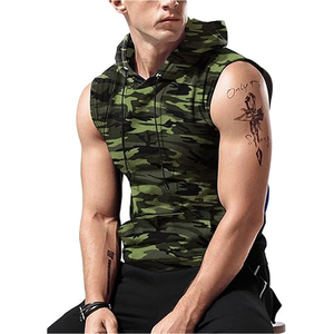 <b>Men's</b> High Quality 100% Cotton No Sleeve <b>Hoodie</b> Quick Dry Casual Wear with Fashionable Embroidery Breathable Best Price - Product Image 2