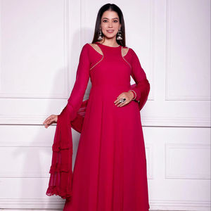 ชุด anarkali ดีไซเนอร์ที่สวยงาม-pent กับงานลูกไม้มุก - Product Image 1