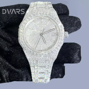 Montre de luxe pour homme, mécanique analogique, plongeur, acier inoxydable, or jaune, entièrement sertie de diamants en moissanite VVS, style hip-hop, 10 mm - Product Image 5