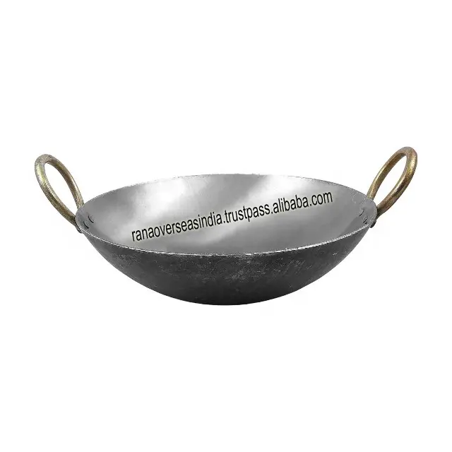 Handmade sinh thái thân thiện bán buôn sắt kadai đồ nấu nướng Ấn Độ kadai với xử lý cho nhà hàng nhà bếp