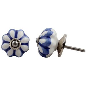 Boutons décoratifs en céramique, vente en gros, bleu, traction à trou unique, poignées de tiroir d'armoire de salle de bain 3.81 cm CK-502 - Product Image 2