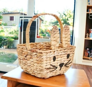 Venta al por mayor encantadoras cestas de Pascua bolsa de regalo de conejito personalizado para niños con asa para almacenar dulces niños juguete y decoración de guardería - Product Image 3