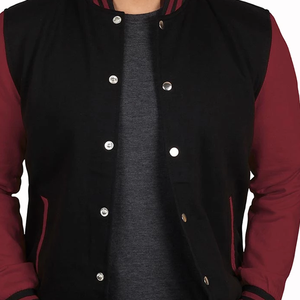 Chaquetas universitarias de color granate negras personalizadas, parche bordado a la moda, cuello levantado, parte delantera para universitarios, béisbol, Lettermen - Product Image 3