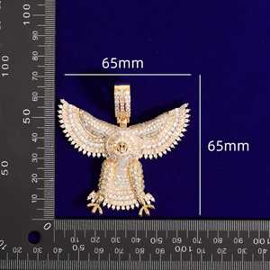 Pendentif aigle hip hop en argent sterling 925 pour hommes personnalisé en usine micro pavé de moissanite pendentif aigle en diamant - Product Image 4