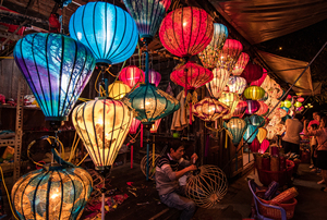 Linterna de seda para el Festival de Año Nuevo, farol de tela de seda de bambú colgante tradicional vietnamita, faroles de seda de estilo Vintage - Product Image 6