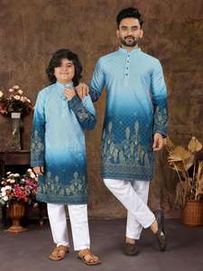 Nuevo último estampado Lehariya con diseños de algodón pesado Kurta con pijama temporada festiva - Product Image 4